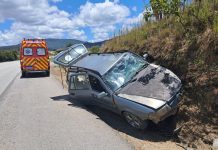 Saída de pista é registrada na BR-282, em Bom Retiro