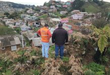 Defesa Civil mantém rua interditada após deslizamento no Bairro Santa Cruz em São Joaquim