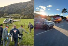 Motociclista fica gravemente ferido em acidente na SC-370, em Urubici, e é resgatado pelo helicóptero Águia